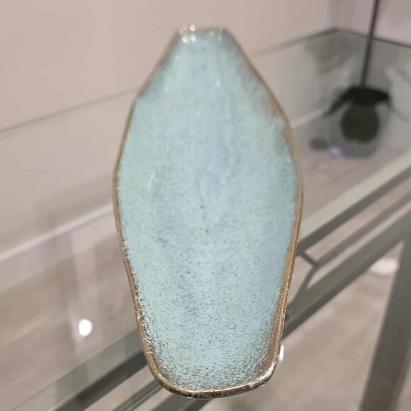 Vintage Ceramic Plate J&S U.S.A. Calif Orig. - Mid-Century (MCM), Sky Blue Glaze - Picture 13 of 13